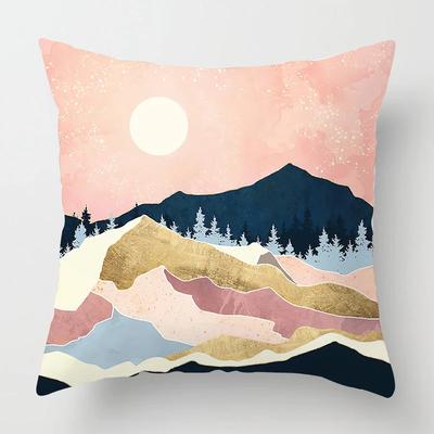 Nordische Berge Sonnenaufgang Wal Metallmalerei Kissenbezug Sofadekoration Kissenbezug Heimdekoration Kissenbezug