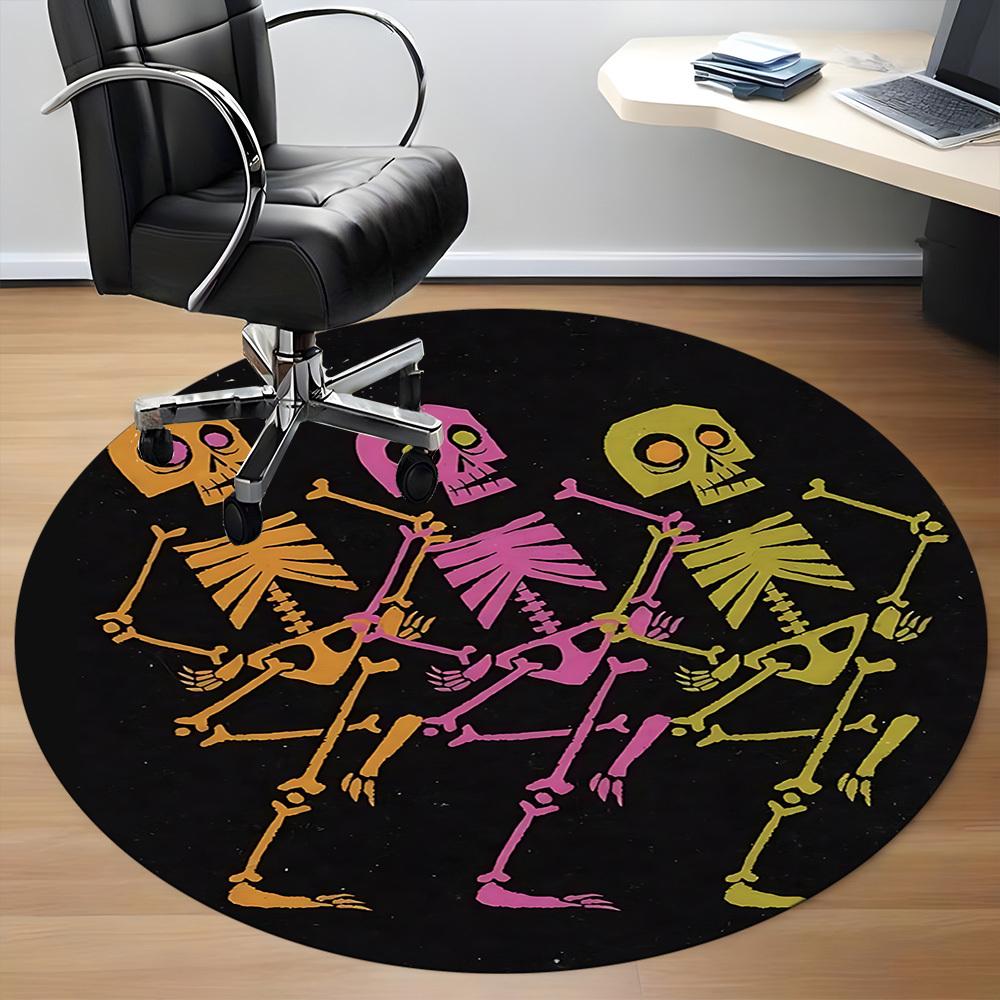 1PC Skeletoons Skeletons Office Round Area Rug, Mat Suitable For Office, Under Office Chairs Bedroom Living Room Home Decor, Room Deco
