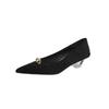 Pointed Suede Shallow Mouth High Heels Women's New Temperament Versatile Small Golden Bean Crystal Heel Single Shoes Women