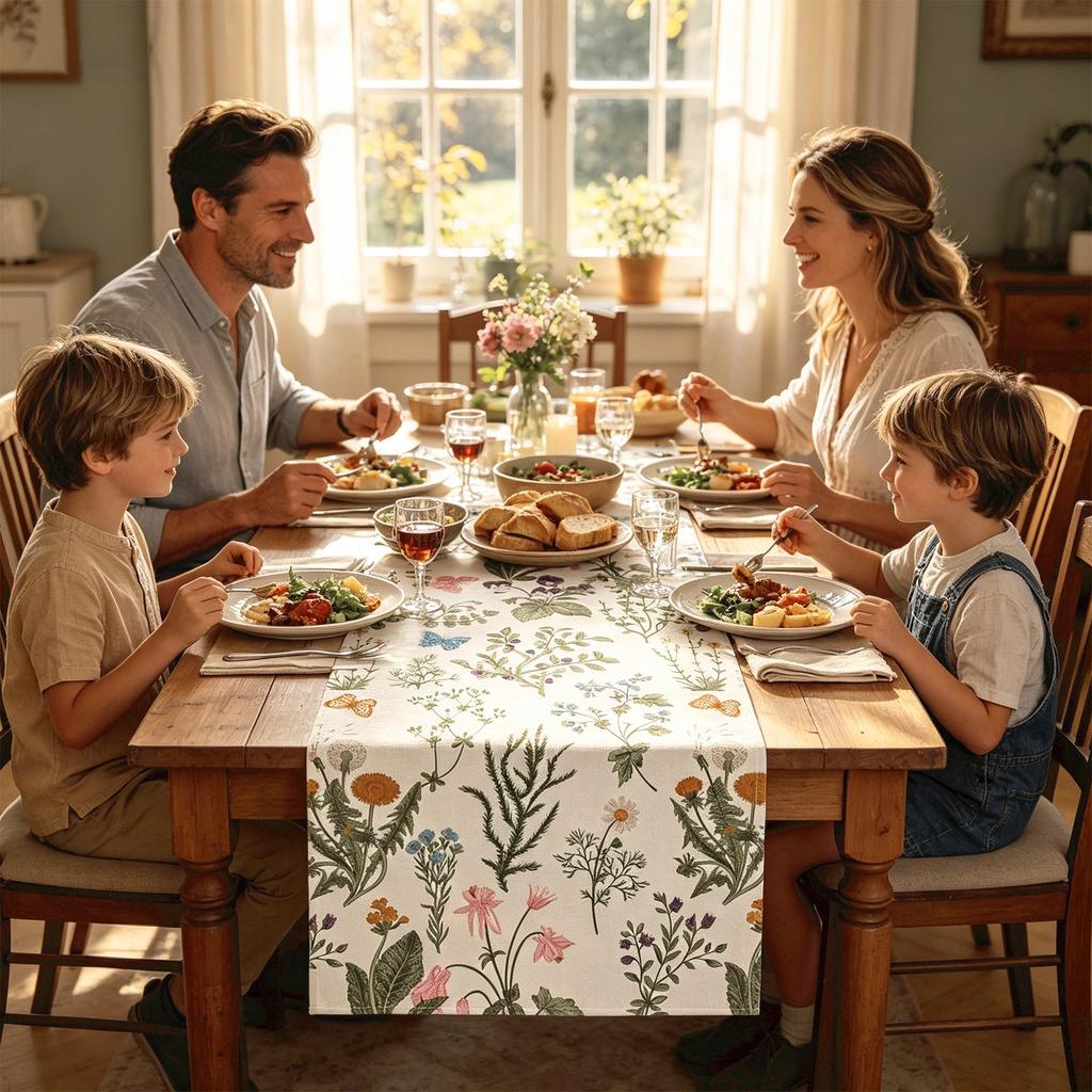 Summer Coastal Seashell Turtle Tablecloth Non Slip Durable Linen Printed Table Runner for Coffee Table Dining Table Decoration
