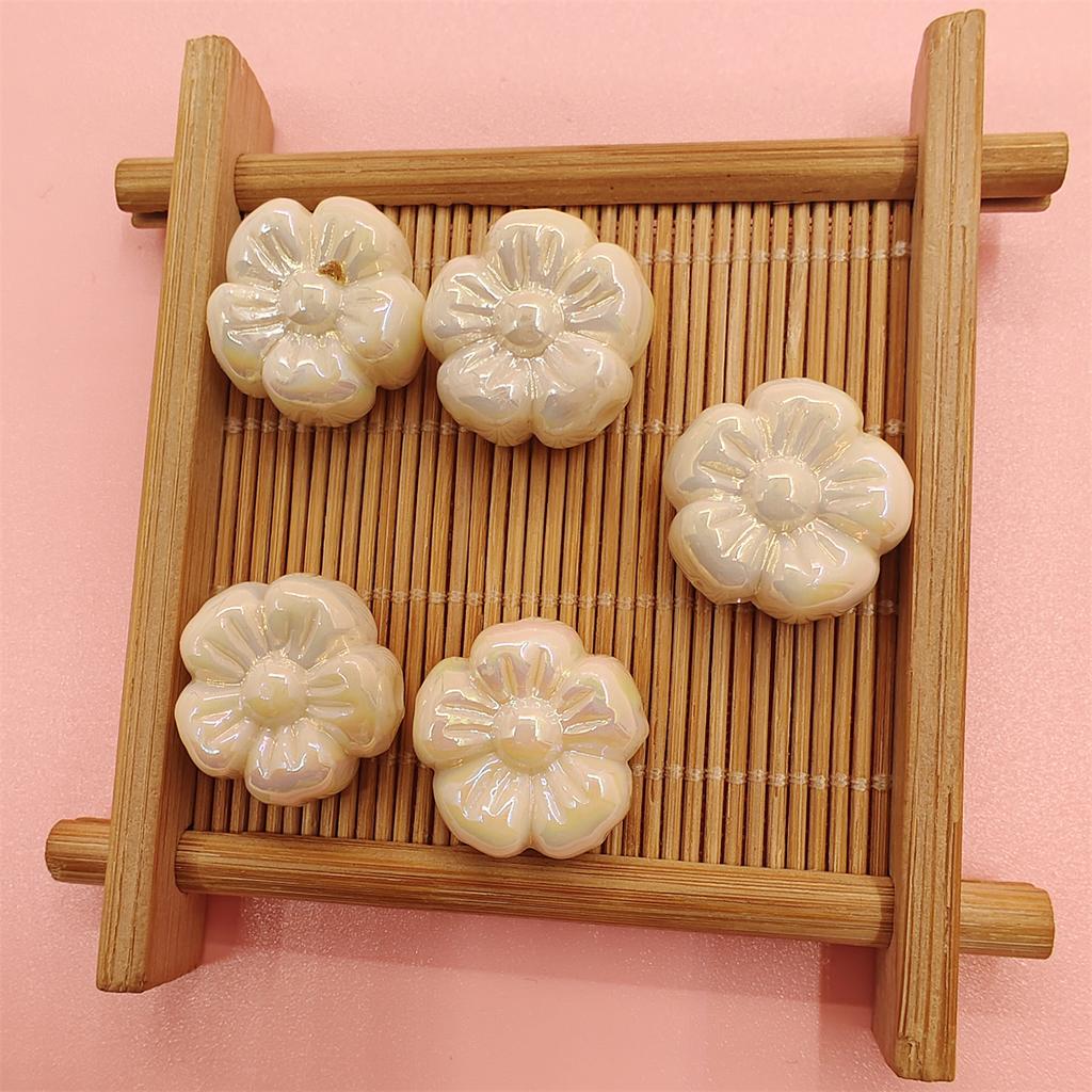 10Pcs Acrylic DIY Jewelry Accessories Loose Beads UV Color Plating For Bracelet Earring Making Plum Blossom 19.5mm Beaded Materials Jewelry