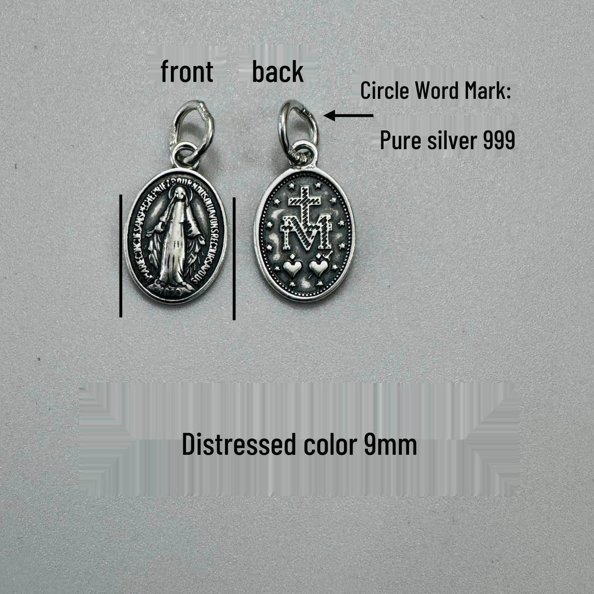 Pure Silver Thai Cross  Oval Benedict Tag Pendant Pure Silver 999