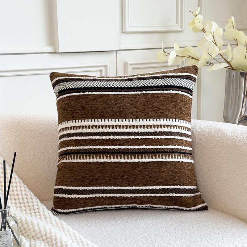 18x18 Zoll Boho Kissenbezüge Chenille Texturiert Gestreift 45x45cm Kissenbezug Sofakissenbezug für Wohnzimmer Heimdekoration