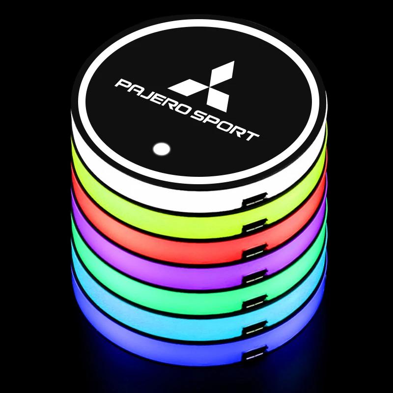 Universal LED Cup Coaster USB Rechargeable Car Interior Decoration Items for Mitsubishi Triton L200 Pajero Sport