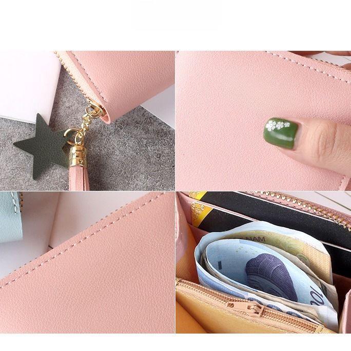 Mini Star Tassel Wallet for Women - Cute Korean-Style Zipper Coin Purse & Card Holder