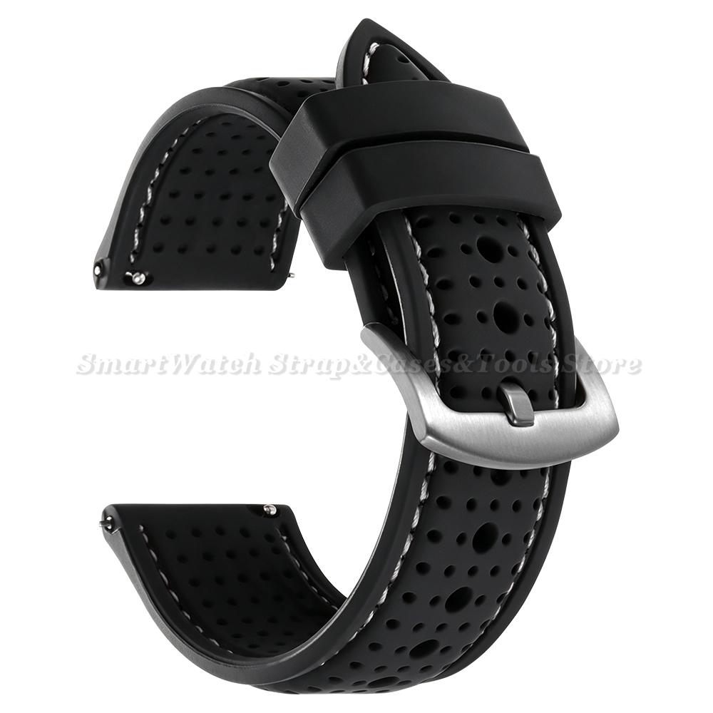 Soft Silicone Rubber Watch Strap 20mm 22mm 24mm Men Women Stitching Sport Waterproof Breathable Wrist Band for Seiko Bracelet