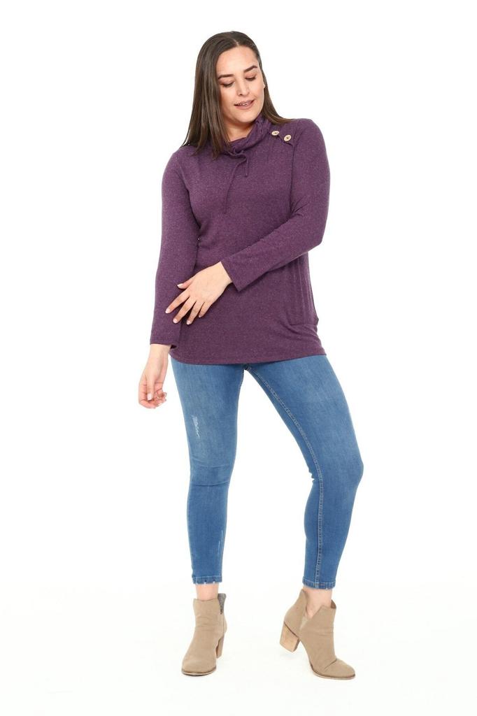 Bluză Mărime Mare pentru Femei Mărime Plus Guler cu Șnur Guler cu Nasturi Detaliată Lână Viscoză Nurcă