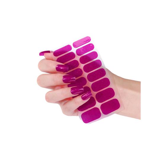 Glitter Nail Polish Strips with File Easy Apply Remove Self Adhesive Women Full Nail Sticker Home Manicure DIY Nail Art Decoration Wrap