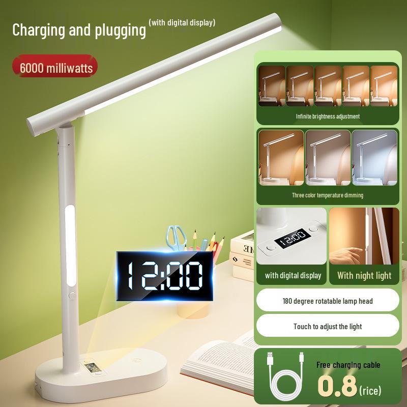 

LED Table Lamp with Digital Display & Eye Protection for Study & Bedside Use