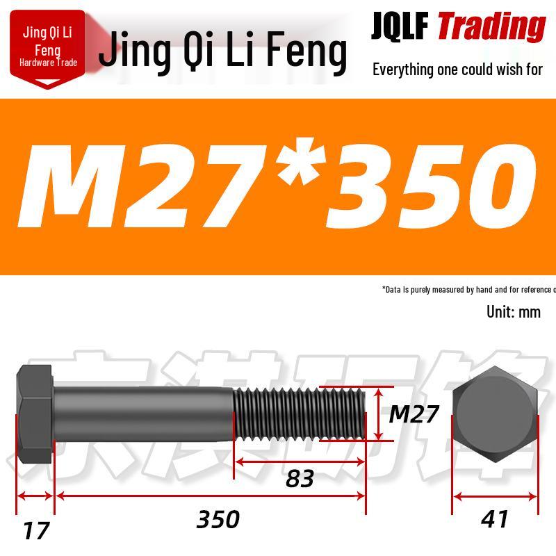 M27-M39 Grade 12.9 Blackened Half-Thread Hexagon Bolt