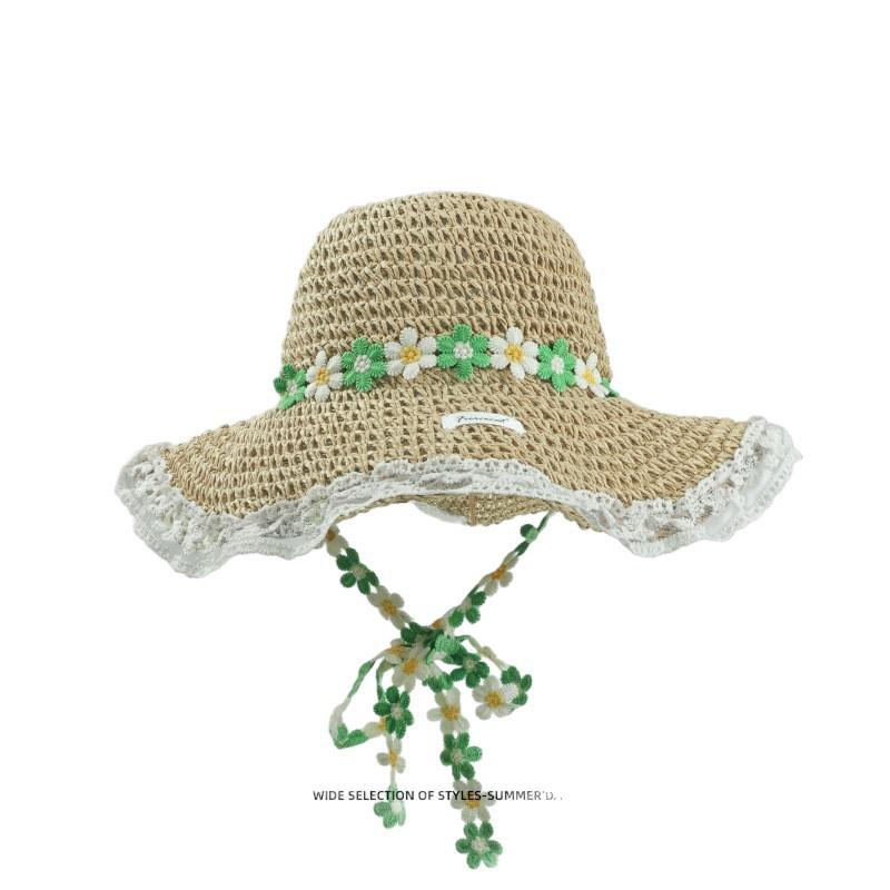 Summer Seaside Beach Straw Hat Female Versatile Outdoor Sunscreen UV Protection Sun Hat Bucket Hat Fresh and Sweet