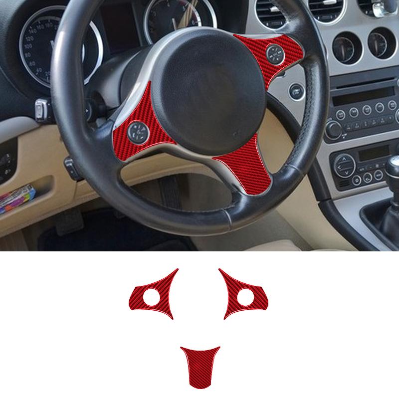 1Set Real Carbon Fiber For Alfa Romeo 159 2004-2011 Car Steering Wheel Button Panel Trim Stickers Car Interior Accessories