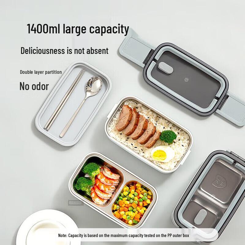 HDST304 Stainless Steel Microwaveable Lunch Box with Cutlery