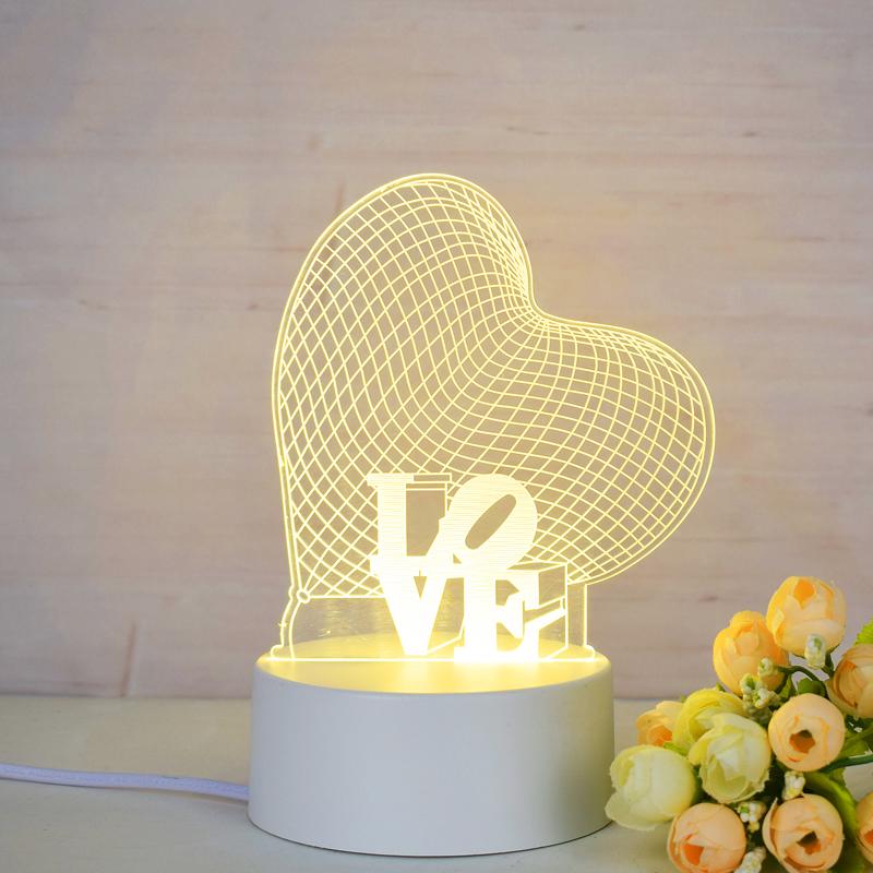 Customize Acrylic 3D Illusion LED Warm White Night Light for Living Room Kids Bedroom Decorative Lamp with USB Power