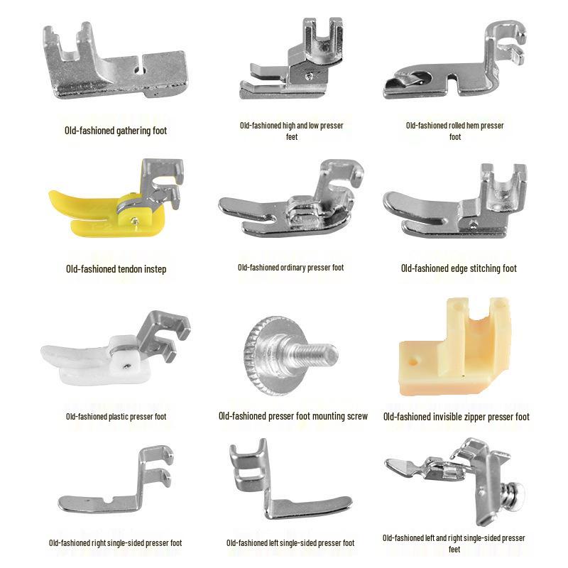 Butterfly Peony Old-Fashioned Sewing Machine Foot Pedal & Overlock Presser Foot Set