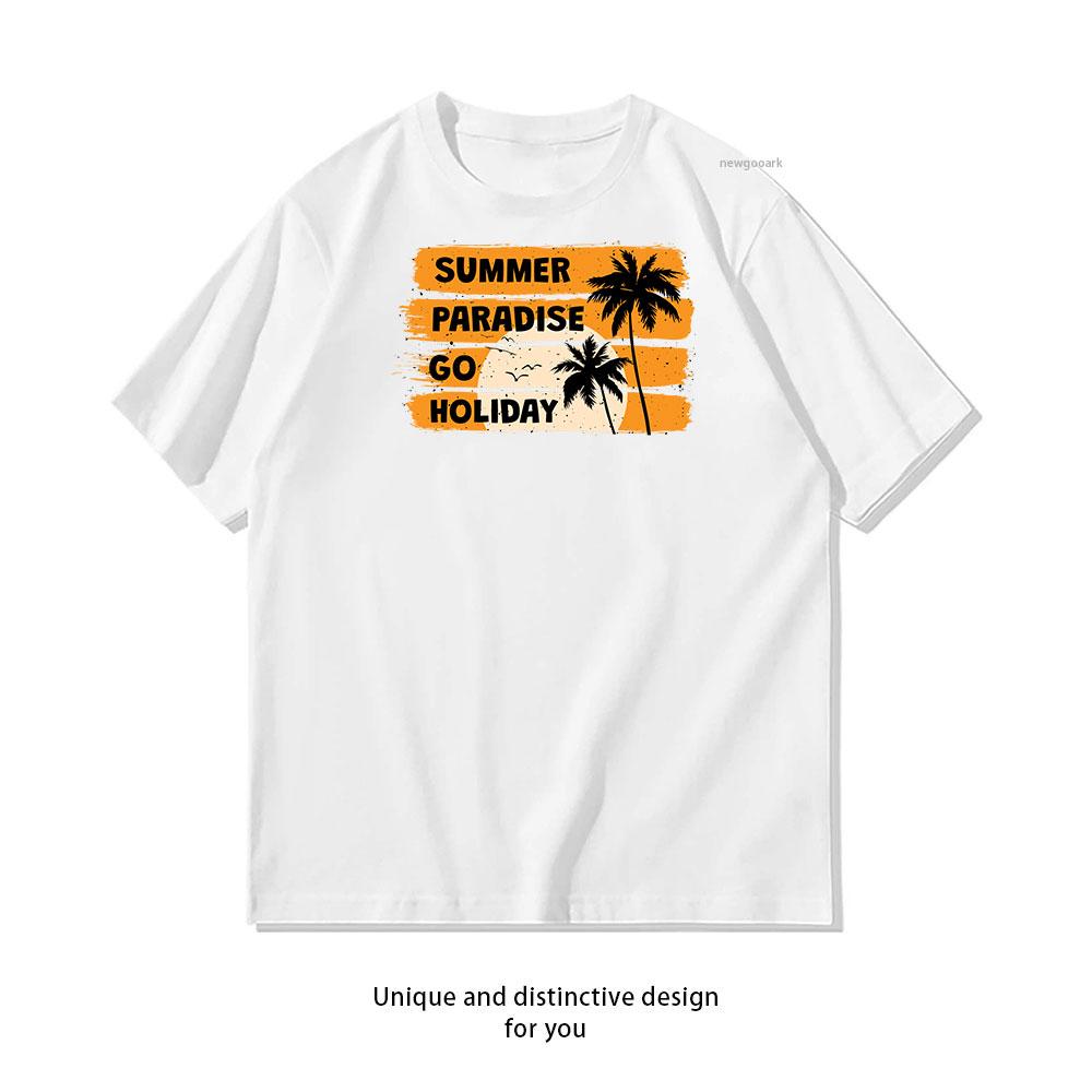 Summer Paradise Go Holiday cotton T shirt Unisex Adult couple streetwealtops tee Short sleev Casual S