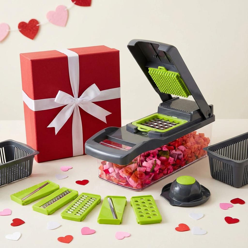 Sicherer Gemüseschneider, Valentinstags-Geschenkidee für Hobbyköche. 33cm, Praktisches & liebevolles Geschenk