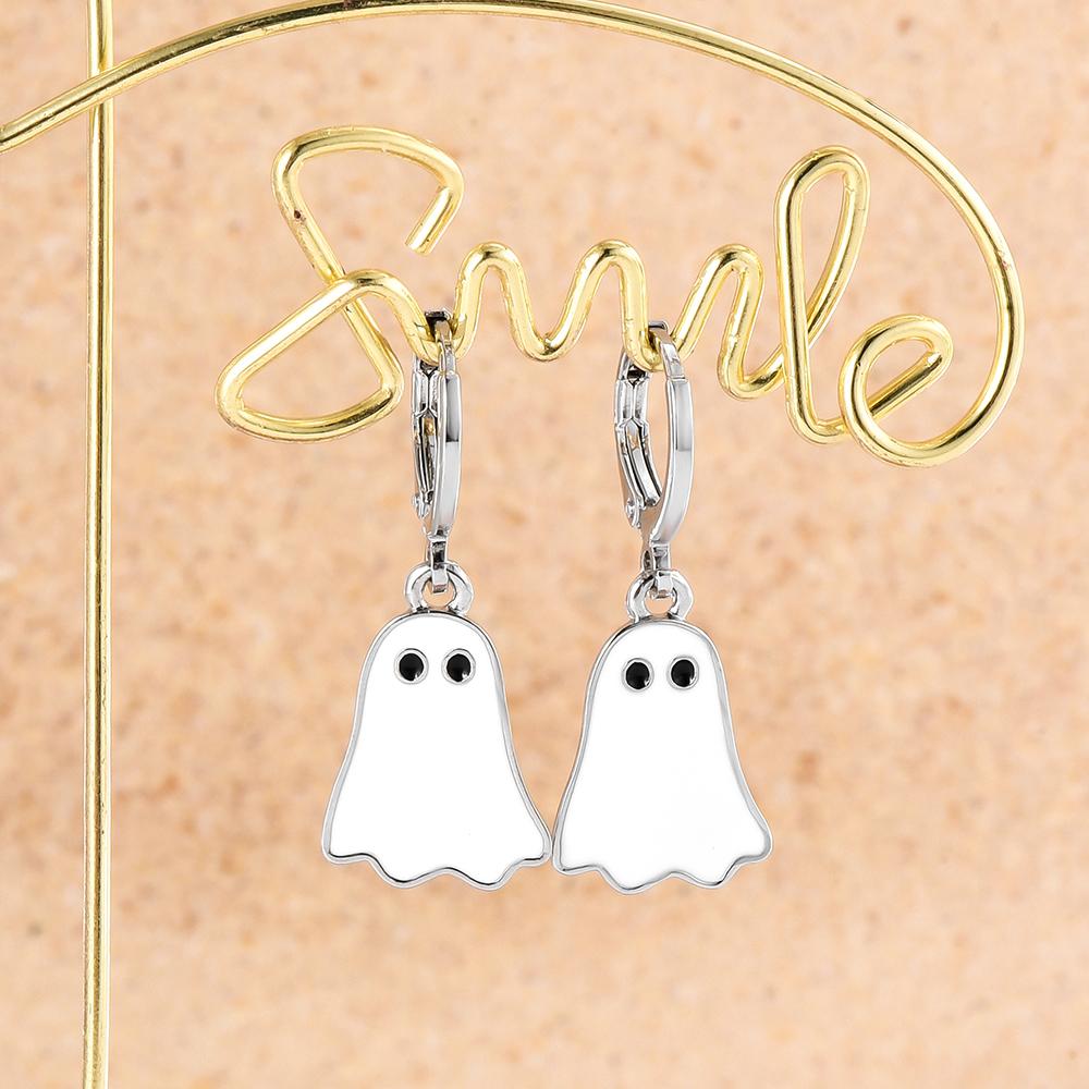 Lovely Ghost Hoop Earrings Halloween Jewelry for Women Girls Gift Drop Earrings Accessories