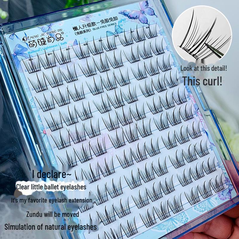 High-Capacity Glue-Free Clear Ballet False Eyelashes - Dense Segmented Clusters for Novice Photogenic Looks