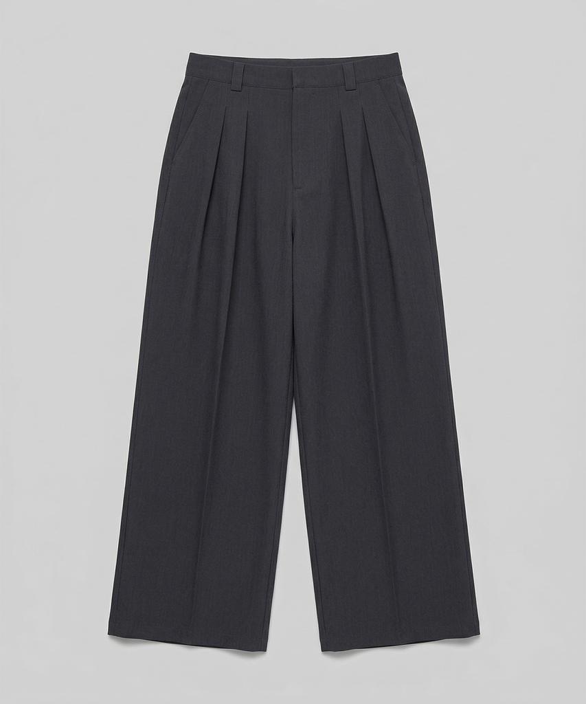 CHICKS Modern Straight Wide Slacks Gray