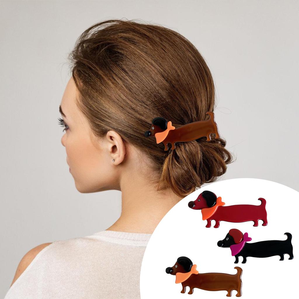 Popular Acetate Dachshund Hair Clip Fun Sausage Dog Hair Clip for All Ages Lovely Hair Barrettes Side Hair Styling Clip