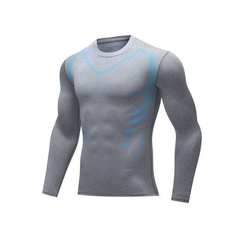 Men's High-Elastic Quick-Dry Compression Sports Tights and Long Sleeve Set for Basketball and Running.