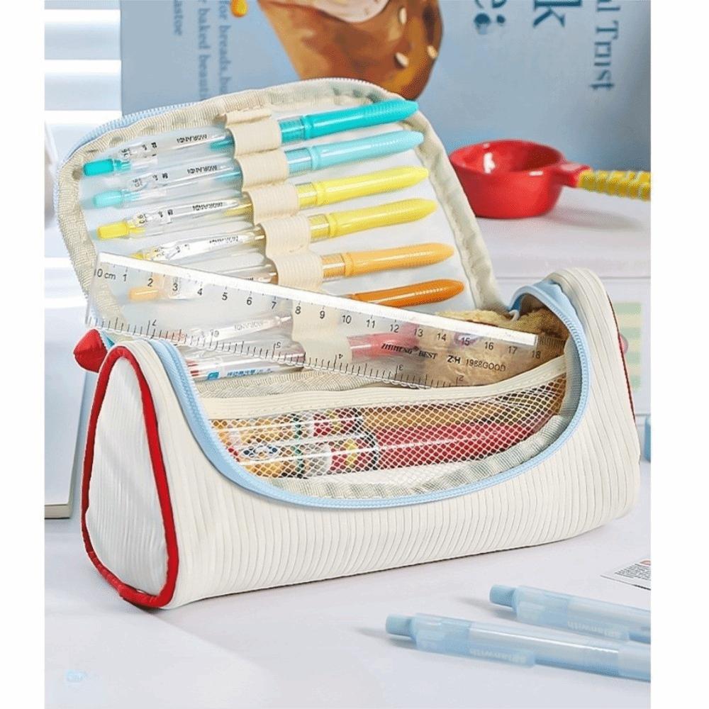 Candy Color Colorblock Kitten Pencil Case Large Capacity Cat Pencil Pouch  Children