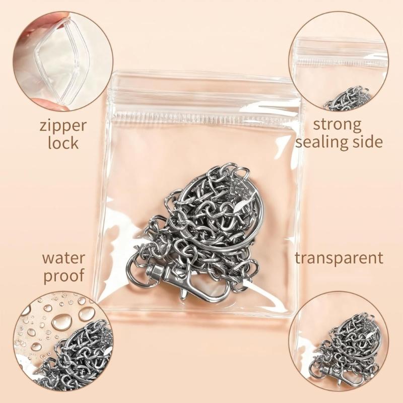 50pcs Clear Jewelry Storage Bags Reusable Zippers Closure Multifunctional PVC Pouch for Gift Packaging Travel Organizers