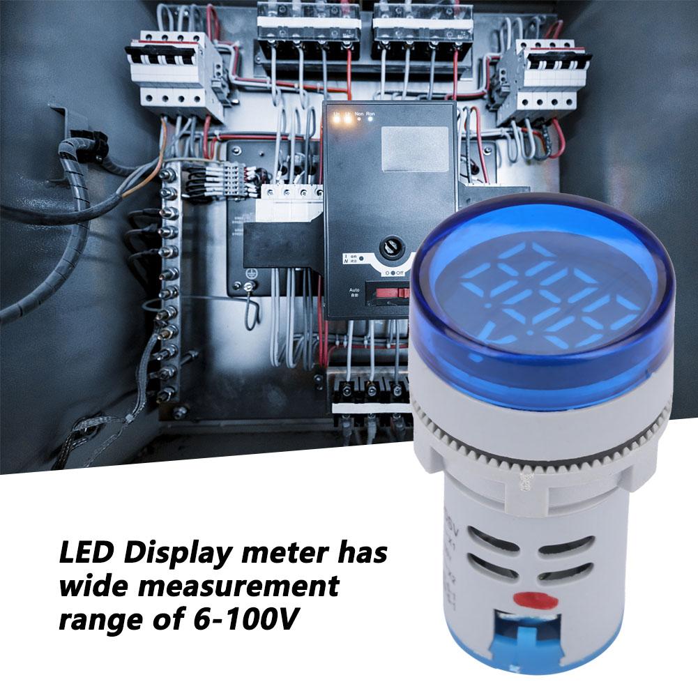 LED Voltmeter Signal Light Digital Display DC Voltage Meter Indicator Round Lamp Tester