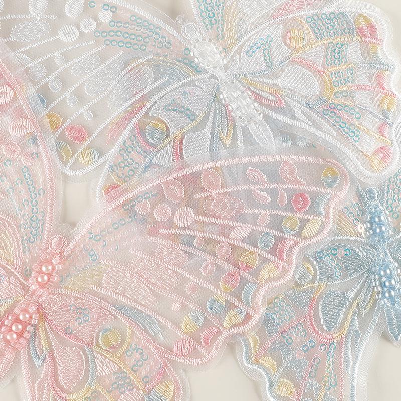Cute Cartoon Butterfly Mesh Lace Beaded Stickers & Brooch Hairpin Embroidery Accessories