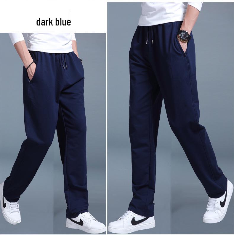 

Men s Casual Plus Size Solid Color Loose Straight-Leg Sweatpants - Spring/Summer Collection 3XL синий