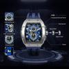 TSAR BOMBA Men's Watch 50M Water-Resistant Tonneau Dial Luxury Sapphire Crystal Silicone Strap