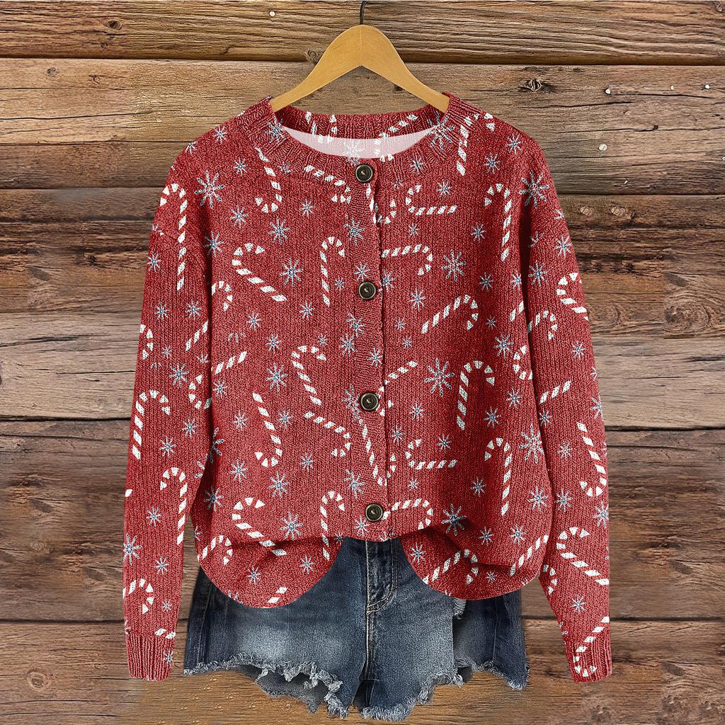 Women's Round Neck Top Printing Thickened Plush Cashmere Warm Long Top