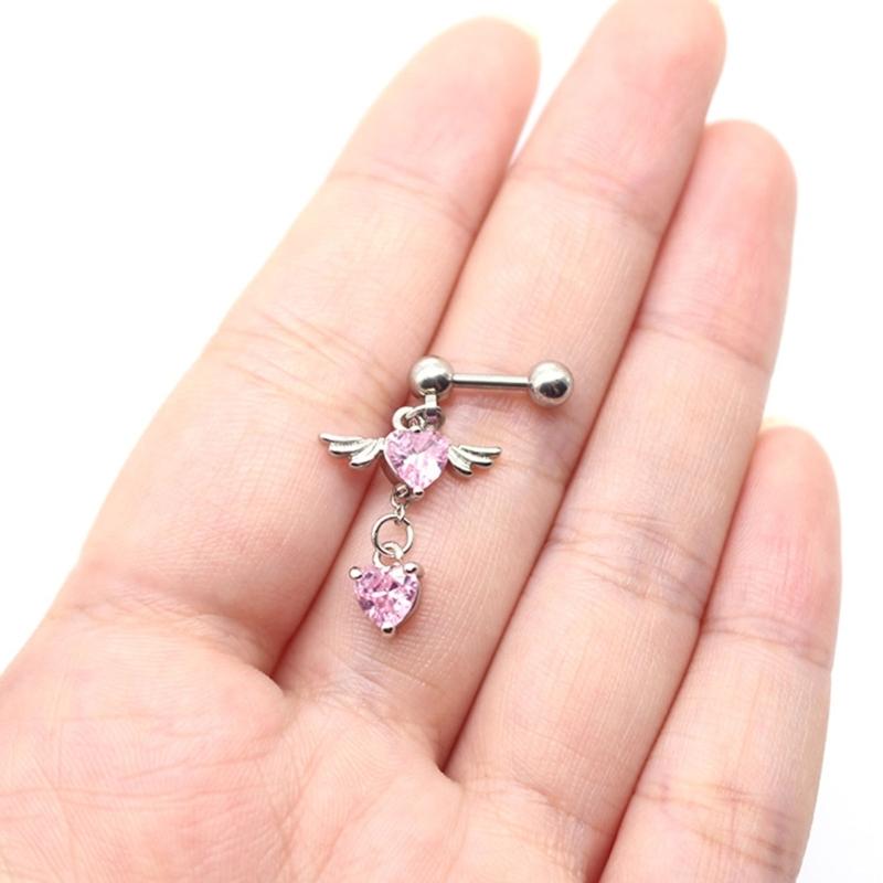 Heart Angel Wings Dangle Earrings Heart Zircon Drop Dangle Earrings Women Ear Cuff Charm Earring for Girl Valentine Gift