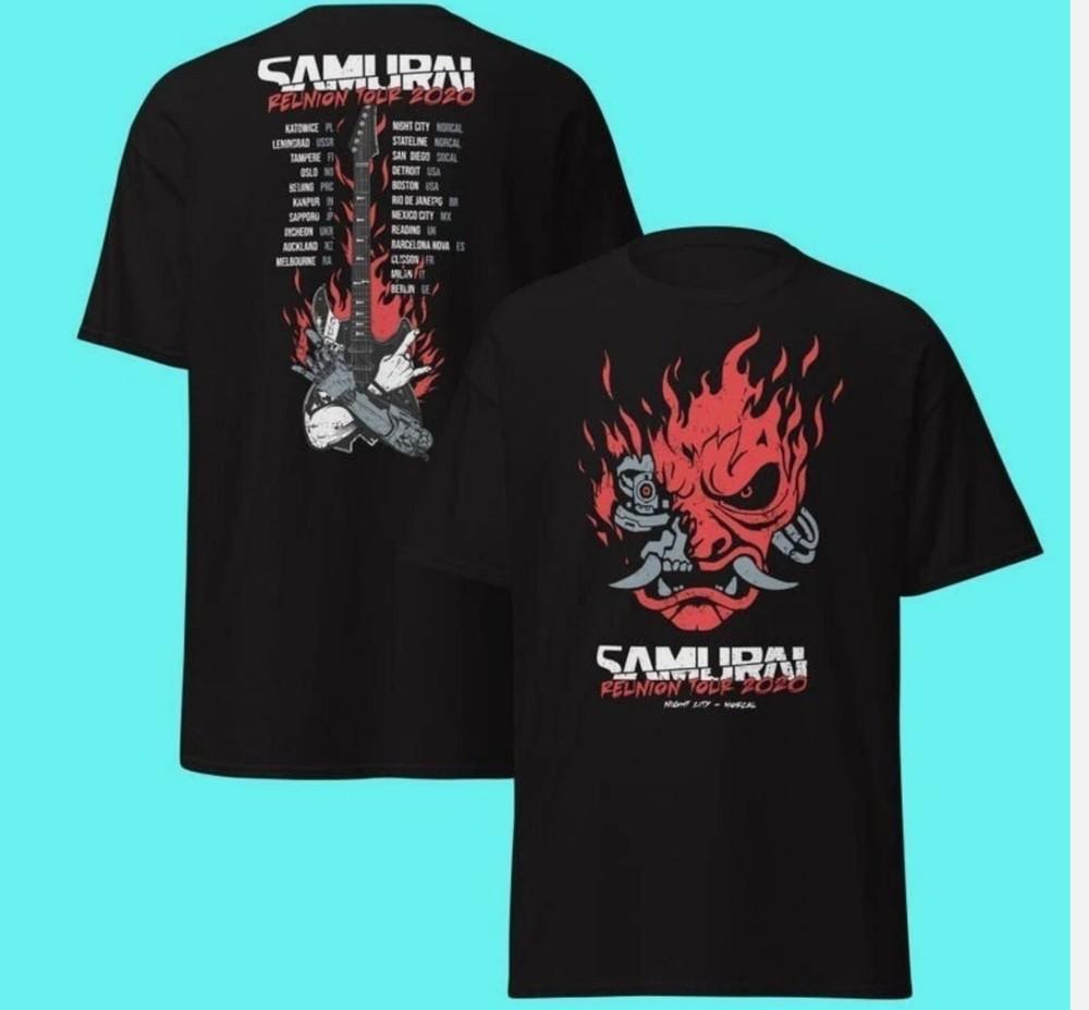 Samurai Reunion Tour Shirt With Tour locations Classic Samurai Band Shirt