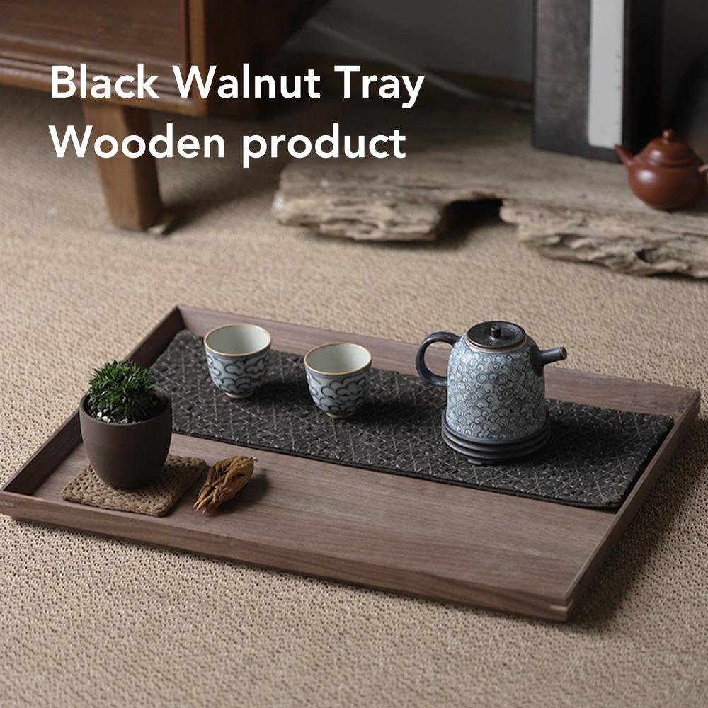 Rectangle Tea Tray Matte Rectangular Plate Simple Style Wooden Tray Fruit Storage