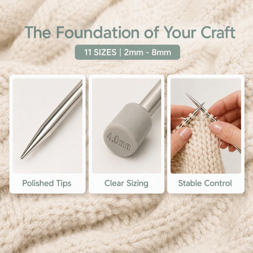 22pcs Individually Packed Knitting Needles Set Smooth Surface Straight Knitting Needles  DIY Craft