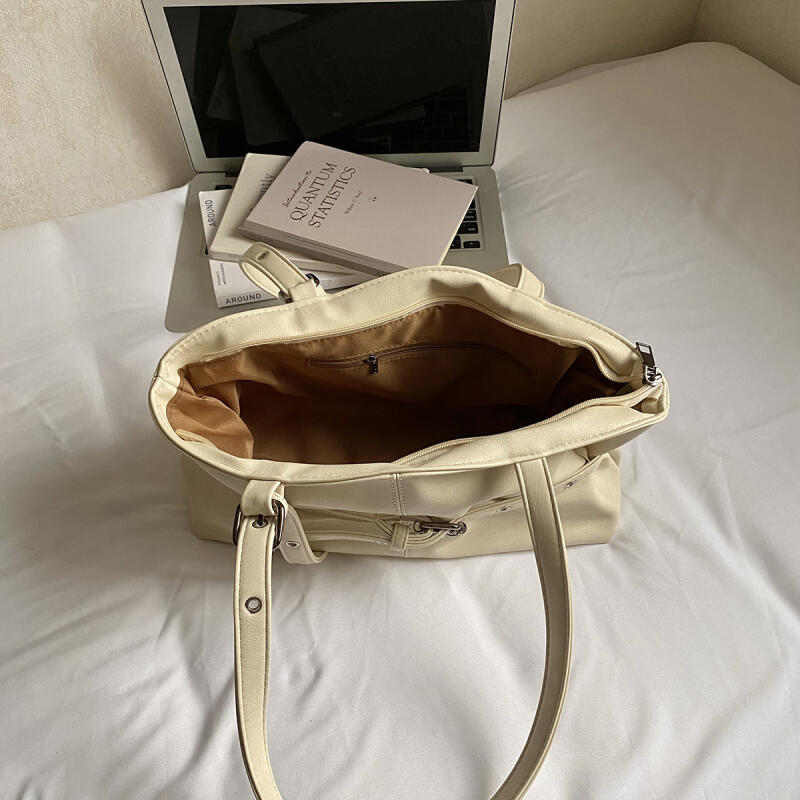 Faux Leather Tote Bag for Women with Belt Detail Fashion Shoulder Handbag Casual Everyday Use