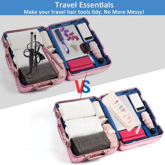 Travel Hair Tools Bag Portable Hair Styling Tools Organizer Curling Iron Bag with Heat Resistant Mat for Hot Hair Straighteners Safe Storage