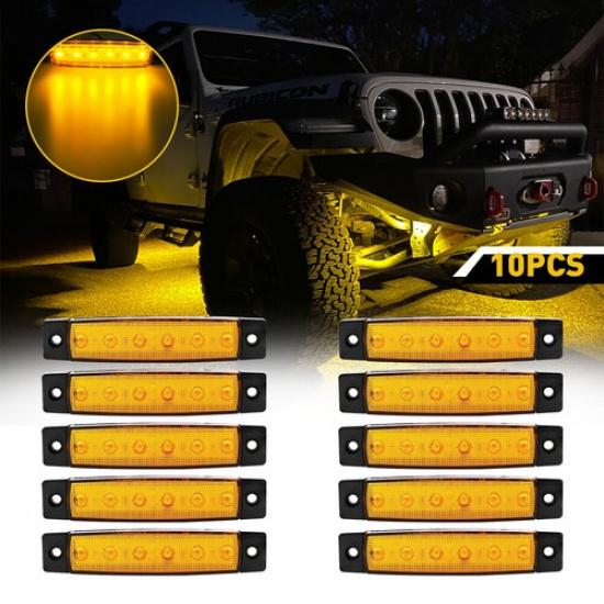 10X Amber LED 6 Side Marker Lights Indicators For Truck Trailer Bus Lorry US EOA