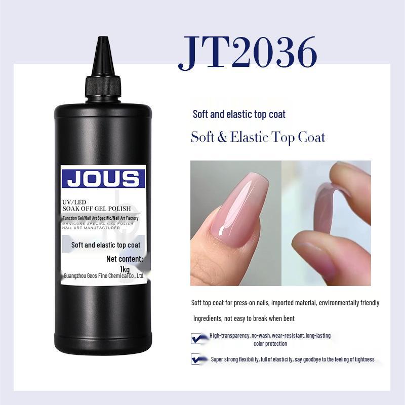 

JOUS Soft Gel Top Coat for Press-On Nails, Flexible, Q-Elastic, Non-Tightening, 1kg