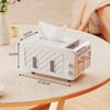 Multifunctional Tissue Box with Phone Holder & Side Storage Side Drawer for Toothpicks/wires, Smooth Pull for Home & Office