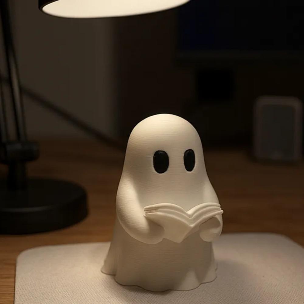 Halloween Reading Ghost Statue, Ghost Reading Decoration Ornament, Cute Bookworm Reading Statue, Home Room Desktop Decoration