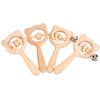 Baby Beech Hand Rattle Wooden Rattle Toy Parent-Child Interactive Soothing Grip Puzzle Shape Toy