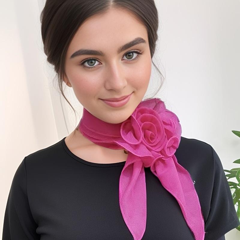 1PC Clothing Fashion Multi-purpose Outfit Elegant Adorn Long Silk Scarf Temperament Accessories Eye-catching Rose