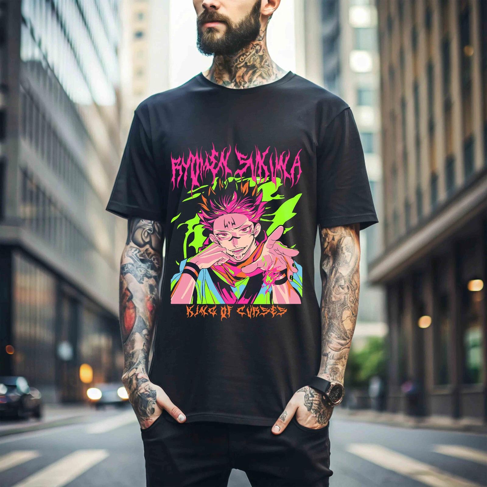 MENS WOMENS Ryomen Sukuna T-shirt Jujutsu Kaisen Anime Itadori black t-shirt strong 014 2XL