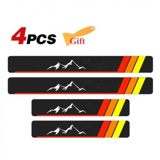 4x Car Carbon Fiber Car Door Sill Plate Sticker Protector For Toyota Rav4 Camry