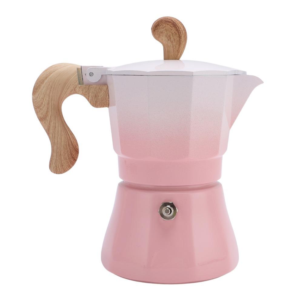 150ml Capacity Stovetop Coffee Maker Aluminum Construction Single Valve Italian Espresso Maker Gradient Green Gradient Pink