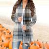 Women's Casual Fashion Plaid Print Half-open Collar Mid-length Irregular Hem Cardigan Jacket