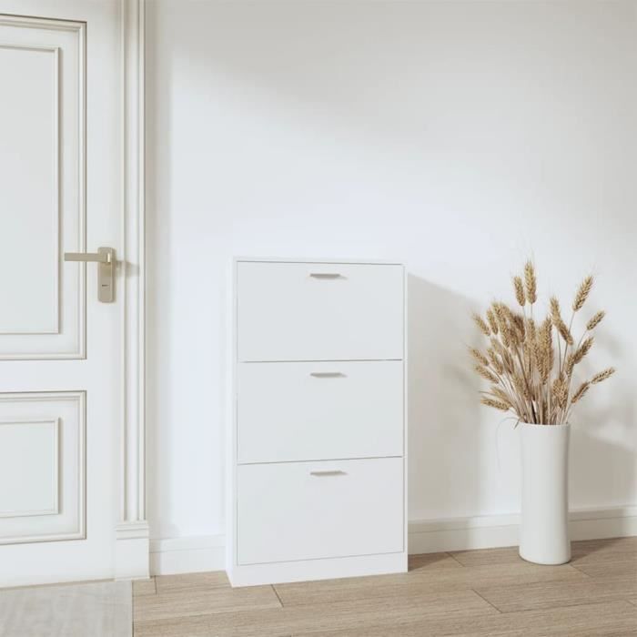 VidaXL Armoire à chaussures Blanc 59x17x108 cm Bois d'ingénierie 342526